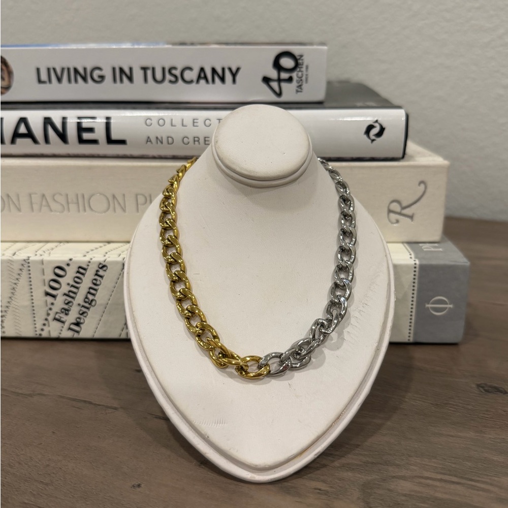 Gold and Silver Chain Necklace 14k gold plated over stainless steel